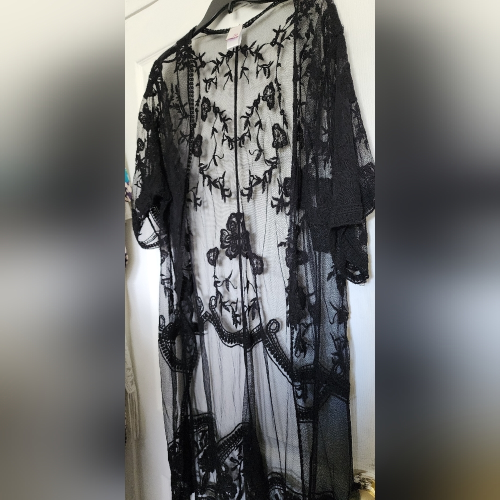 SO Black lace cover up! Beautiful as an accent jacket as well!